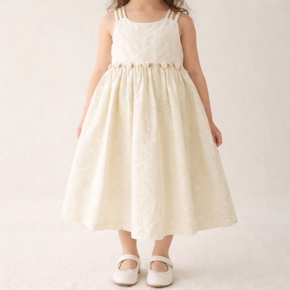 Bonnie Jean Girls 4T Easter Dress Green Pastel Eyelet Floral Party Toddler